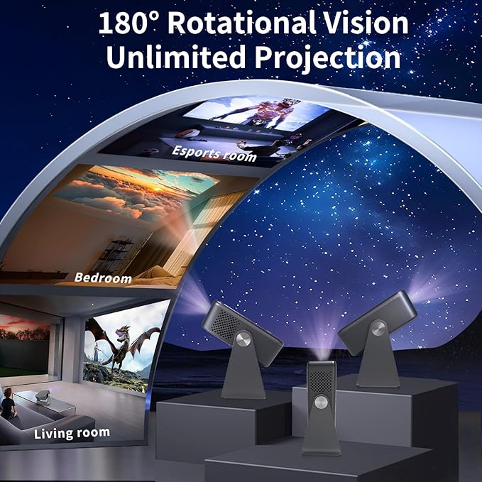 [GTV Ecosystem/Voice Input/Auto Focus] GINCSRI 4K Multi-media Smart Projector with WiFi and Bluetooth, 800 ANSI Home Cinema Proyector, Native 1920x1080 Pixel Outdoor Portable iOS/Android Phone Support