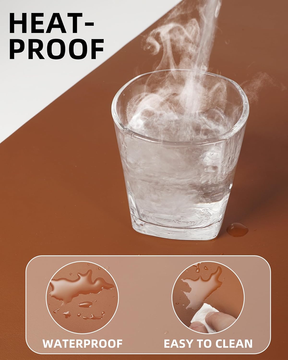 Large Desk pad mat,Mouse Pad,Office Desk Mat, Non-Slip PU Leather Desk Blotter,Large Desk mat,Waterproof Keyboard mat for Office/Home/Decor (Brown,48" x 17")