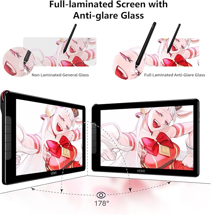 VEIKK Drawing Tablet with Screen 15.6" Graphics Tablet, Studio 16 Art Tablet with 16384 Pen Pressure,Adjustable Stand,Quick Dial and 5 Shortcut Keys, 125% sRGB
