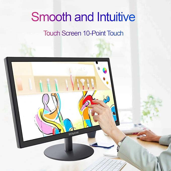 18.5 Inch Touchscreen Monitor HD 1366x768, VESA Wall Mountable, 10-Points Computer Touch Screen PC Display with Type-B HDMI VGA Port, 75Hz Desktop Touch Display, Black