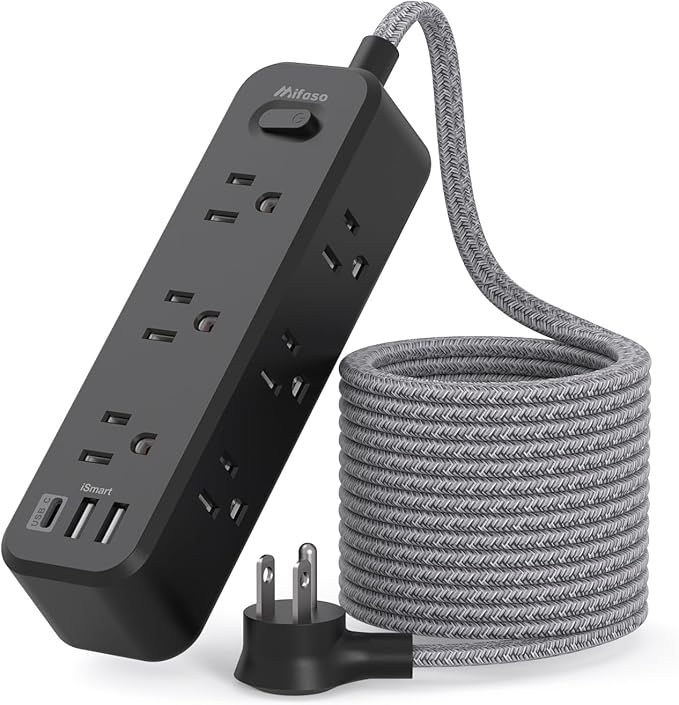 Black Extension Cord, 5FT Surge Protector Power Strip, Long Extension Cord with 9 Outlets 3 USB Ports, Extension Cord with Multiple Outlets, USB Power Strip for Office, Dorm Room Essentials, College