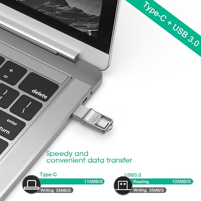 TOPESEL 256GB USB C Flash Drive Dual USB 3.0 Flash Drive USB A & Type C Thumb Drive UDP-Tech Waterproof Type C Portable USB C OTG for Computer Mac Smartphone Tablet