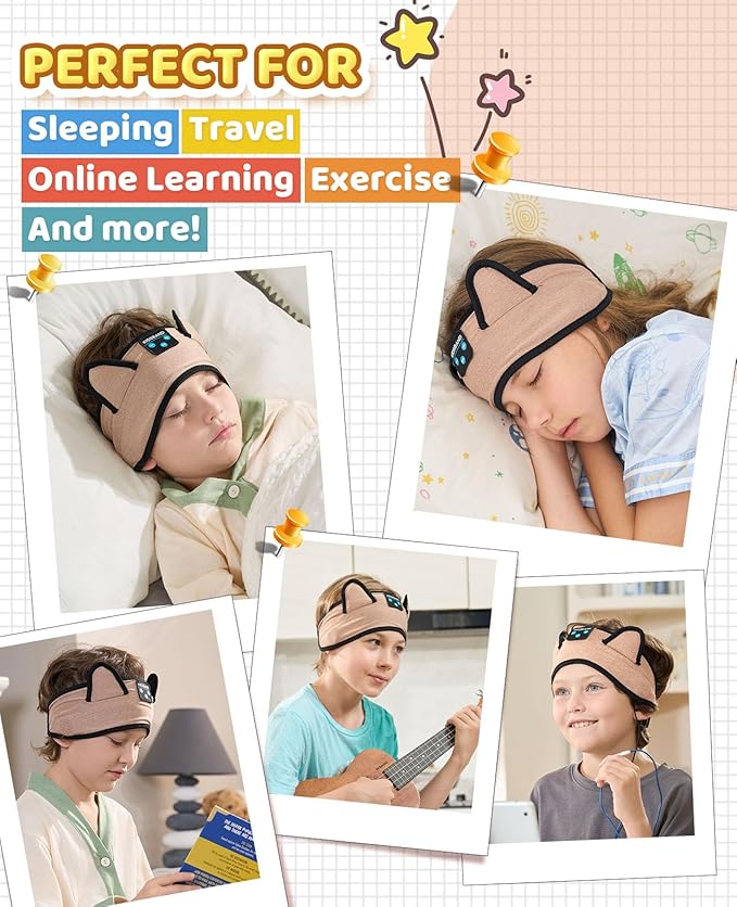 KIDSBAND Kids Headphones, Over On The Ear Toddler/Baby Headband Headphones - Volume Limited with Thin Speakers & Soft Headband No Pressure On Ears, for Learning/Plane/Travel/Tablet/Computer/Sleep
