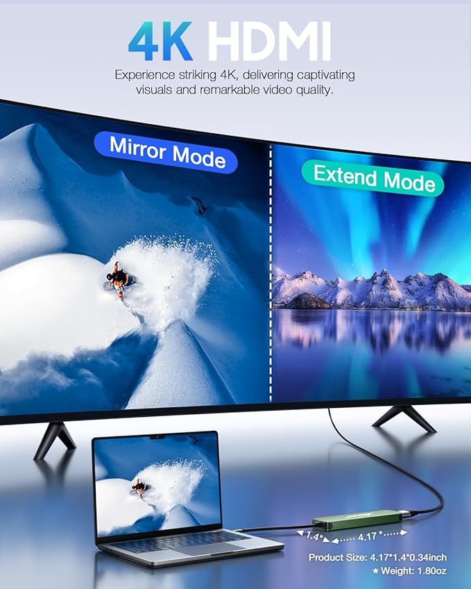 Hiearcool USB C Hub, USB-C Adapter, 7 in 1 USBC to HDMI Multi-Port Adapter Dongle Compatible for Thunderbolt 3 4 MacBook Pro Air Dell Lenovo HP Laptops and Other Type C Devices-Green