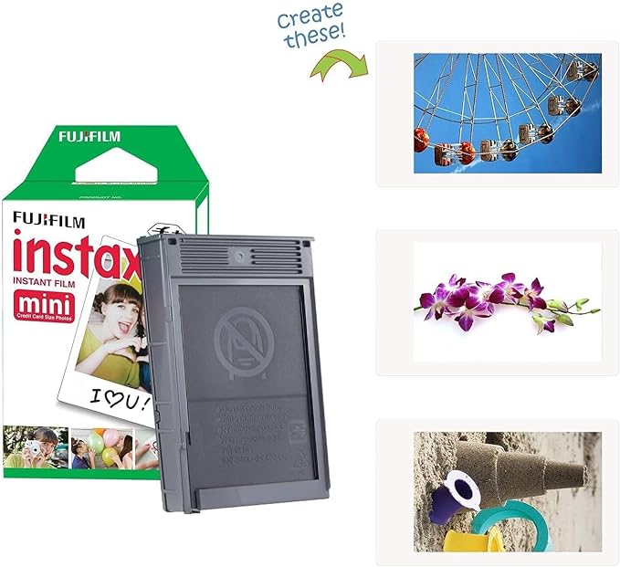 Fujifilm Instax Mini 11 Instant Camera Ice White + Fuji Film Value Pack (40 Sheets) + Shutter Accessories Bundle, Incl. Compatible Carrying Case, Quicksand Beads Photo Album 64 Pockets