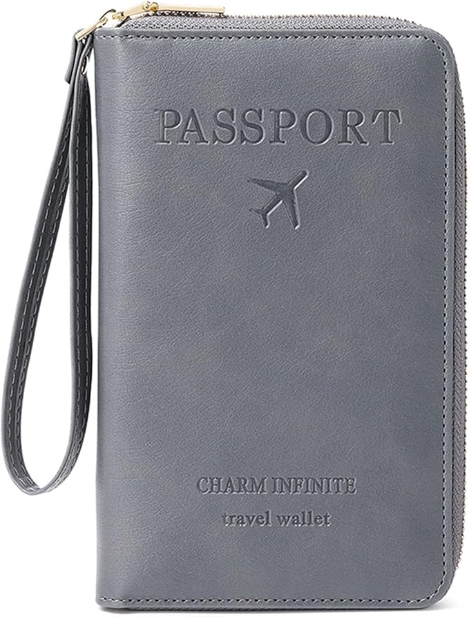 Leather RFID Blocking Passport Holder Travel Wallet, Passport Cover/Travel Wallet for Women/Men with