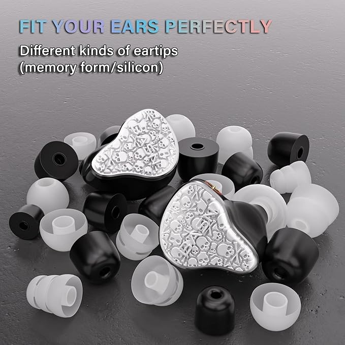 BASN Bmaster5 in Ear Monitors, 1DLC Diaphragm+4BA 5 Drivers IEM Earphones with Silver-Plated OFC Cable, Noise Isolation Wired Earbuds for Musicians (Glacier White)