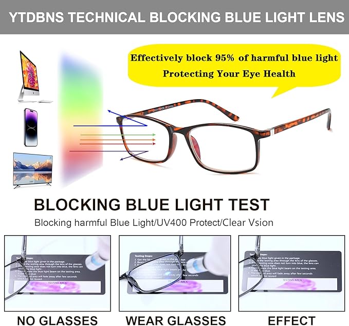 Professional Reading Glasses for Men/Women, Blue Light Blocking Computer Readers with Spring Hinges for Glare and UV Protection