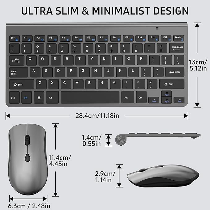 2.4G Wireless Keyboard and Mouse Compact Keyboard Mini Portable Silent Mouse, Suitable for Laptops Mac PC、 Travel Keyboard and Mouse