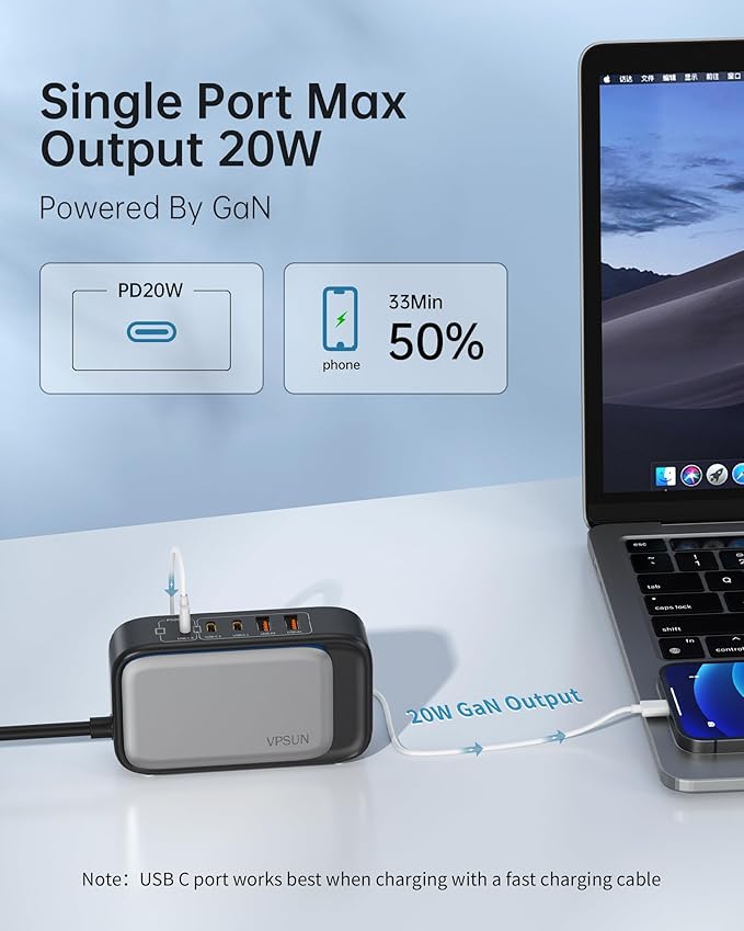 Power Strip with USB C Ports,30W USB C Charging Station,Surge Protection 1200J, 5FT Flat Extension Cord USB Charger Hub for Multiple Devices (Pearl Black, 30w)