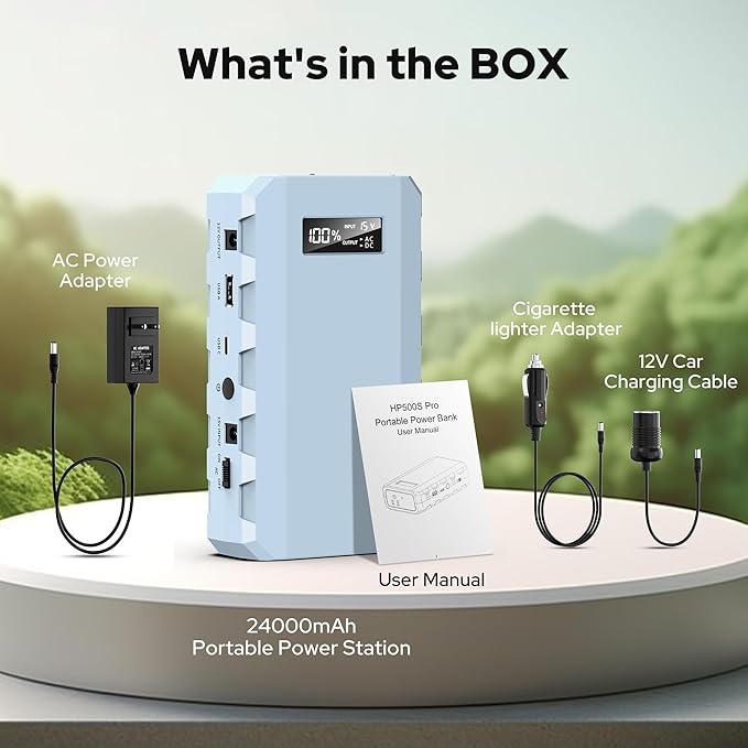 SinKeu 24000mAh Portable Charger Power Bank, 88Wh Portable Power Bank with AC Outlet, QC 3.0 USB/USB-C, DC Output, Led Flashlight, Portable Battery Charger for Home Camping Travel Power Backup