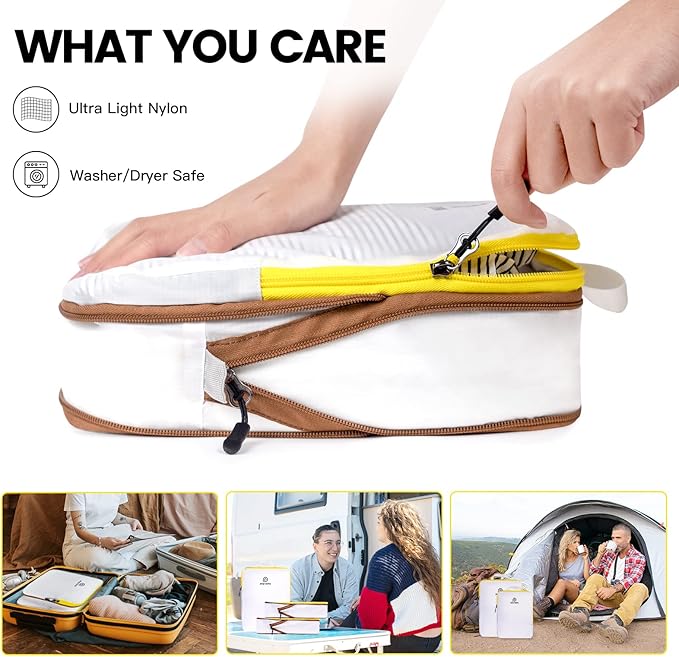 Lightweight Compression Packing Cubes for Suitcases, Compressible Expandable Travel Packing Organizer with Clear Toiletries and Backpack Bag, Travel Essentials for Carry on Luggage 7 Set