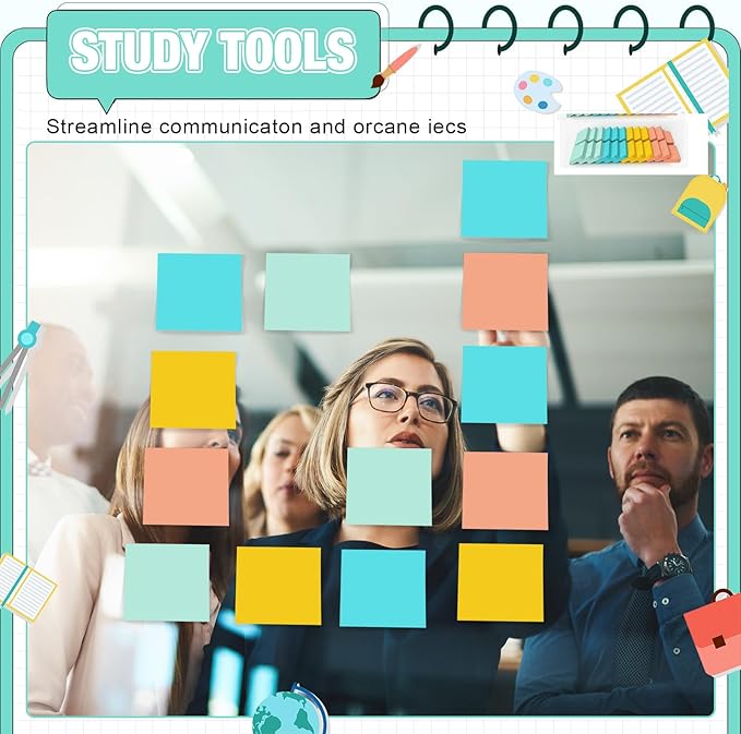 Fainne 60 Pack Sticky Notes Bulk Back to School Supplies Self Stick Note Pads Paper Memo for Office First Day of School Student Teacher Essentials (3x3inch,Bright Colors)