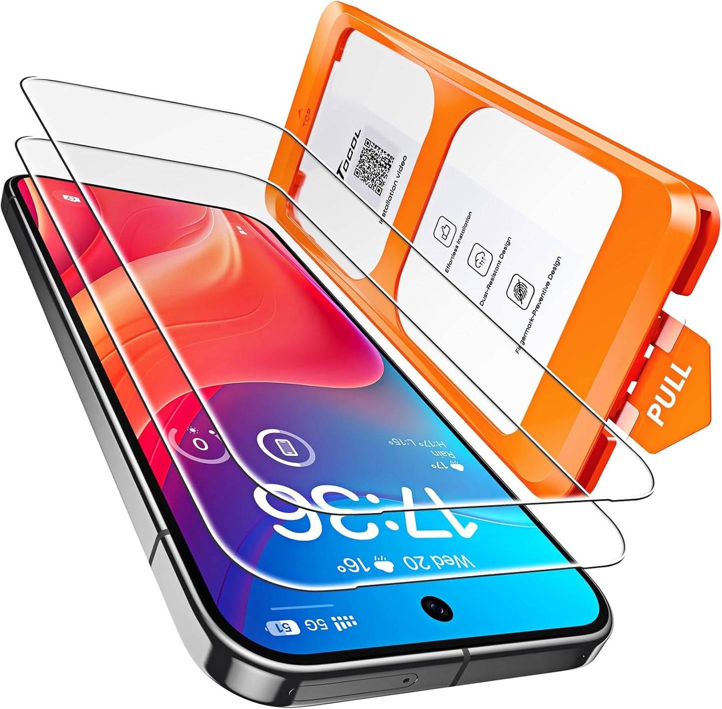 TOCOL for Samsung Galaxy S24 Screen Protector Military Grade Shatterproof HD Tempered Glass Full Coverage Screen Protector Anti-Fingerprint Easy Installation 2 Packs