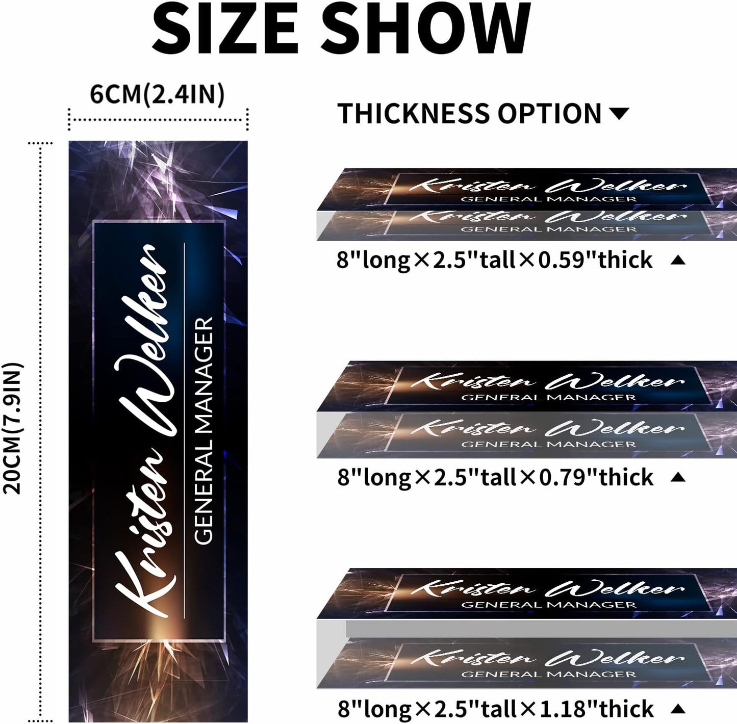 Desk Name Plate Personalized, Premium Business Classic Blue Acrylic Desk Name Plate, Personalized Name Plate for Desk, Office Decor for Women or Men Coworkers, Boss, Employee, Teacher