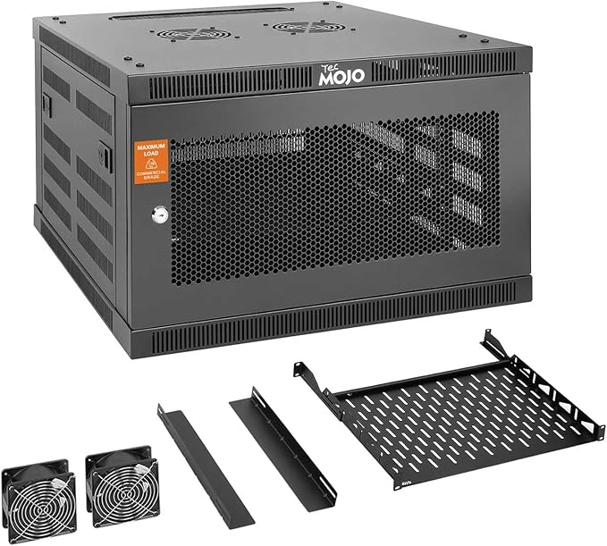 Tecmojo 6U Wall Mount Rack Cabinet, Heavy-Duty 176 Lbs High Load Capacity, 19” Enclosed Server Network Rack with Mesh Door, 23.6” Deep – Elite Collection