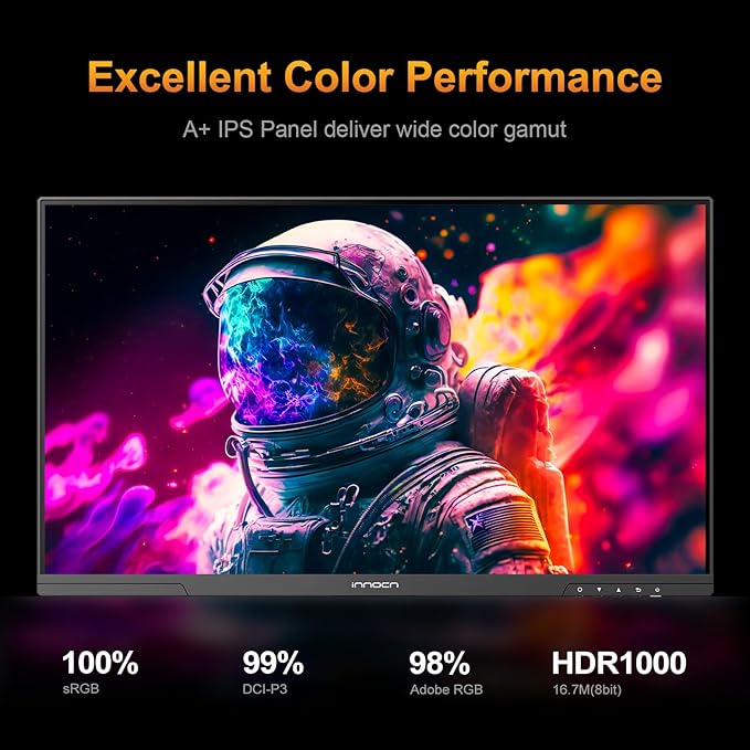 INNOCN 24.5" 2K QHD 2560 x 1440P 240Hz Monitor, Gaming Console Ready, Mini-LED Precisely Local Dimming, Monitor for Mac, HDMI 2.1, DP 1.4, Height Pivot Adjustable Stand, Black - 25M2S