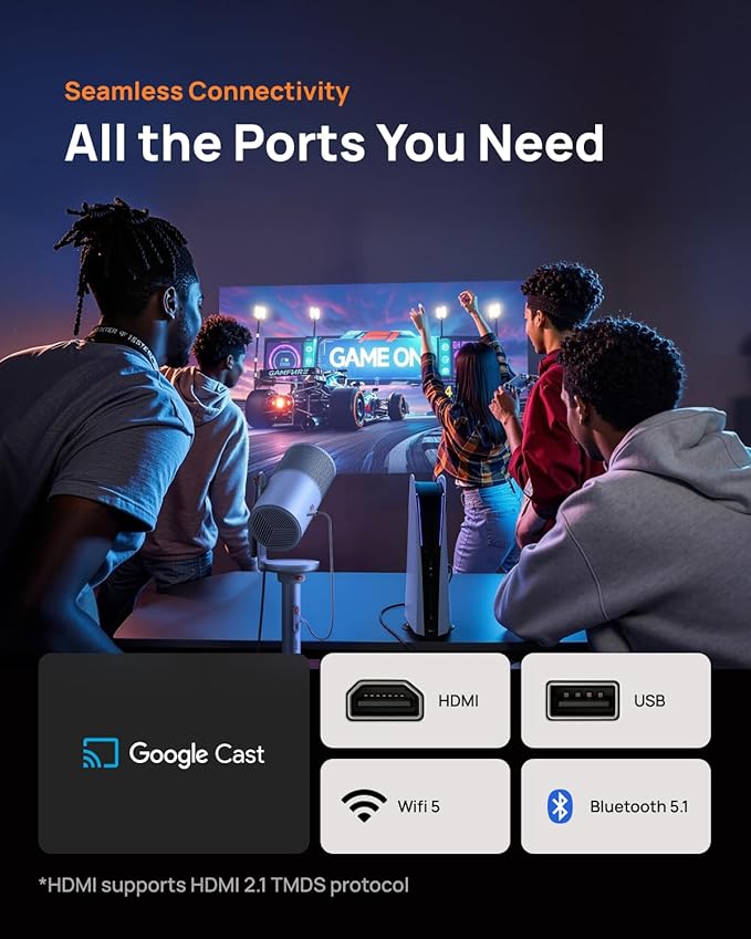 XGIMI MoGo 4 Laser Portable Projector with 4 Filters, 550 ISO Lumens, 360° Built-in Stand, Built-in Battery, 2.5H Movie Time, Google TV with Licensed Netflix, 2×6W Harman Kardon