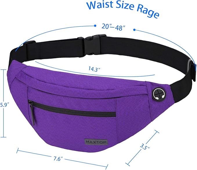 MAXTOP Large Crossbody Fanny Pack with 4-Zipper Pockets,Gifts for Enjoy Sports Festival Workout Traveling Running Casual Hands-Free Wallets Waist Pack Phone Bag Carrying All Phones