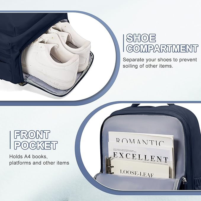 VECAVE Carry On Backpack for Women, Airline Approved Large Travel Backpack Flight Approved, Waterproof 14 Inch Laptop Backpack Business Work Backpacks Bag Men Mochila De Viaje Blue.