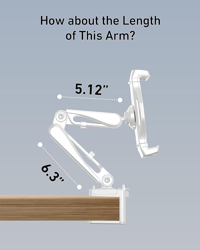 Phone & Tablet Mount with Cable Management, Tablet Holder for Desk/Headboard for Recording/Filming