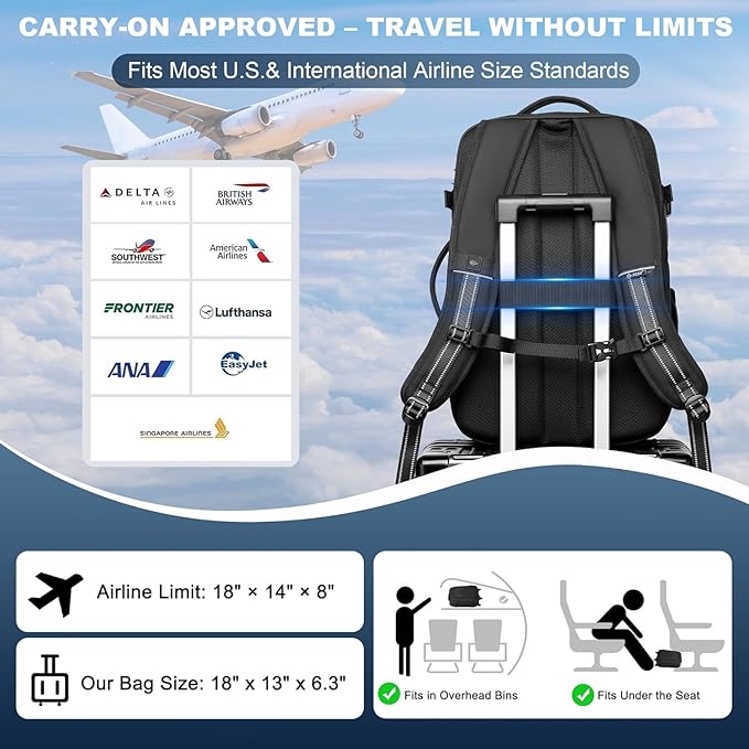 Vacuum Backpack Travel – Expandable Compression Carry On Backpack with Vacuum Pump, Water-Resistant TSA Lock Travel Bag, 17" Laptop Backpack for Men Women, Business Airplane Flight Luggage, Light Grey