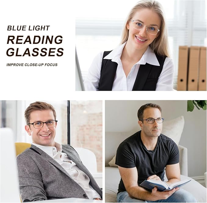 AQWANO 4 Pack Flexible Computer Reading Glasses Men Women Blue Light Blocking, Lightweight TR90 Frame Readers Glasses Anti Glare,2.0