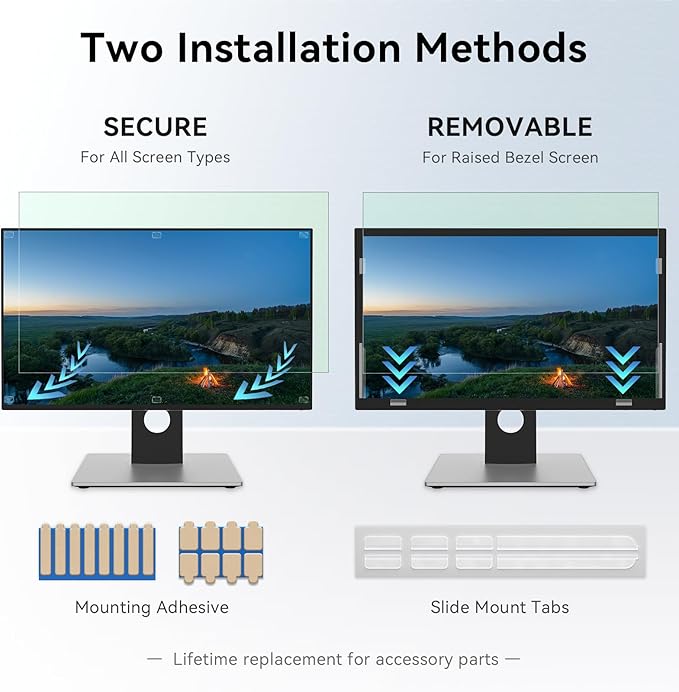 [2-Pack] 27 Inch Anti Blue Light Anti Glare Computer Screen Protector for 16:9 Widescreen Monitor, Removable Anti-Scratch Anti-UV Blocking Screen Filter, Eye Protection Reduce Eye Fatigue and Strain