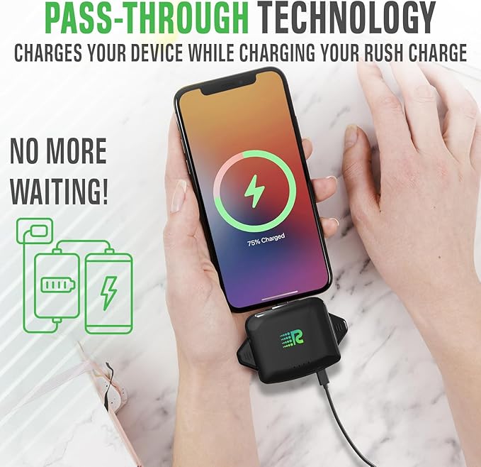 Rush Charge Universal COMET Portable Power Bank – 3200mah, 2.1A High-Speed Fast Charging - Apple Lightning, Type C, Micro-USB Charges 3 Devices at a Time Pre-Charged Compatible with iPhone 17 16 15 14