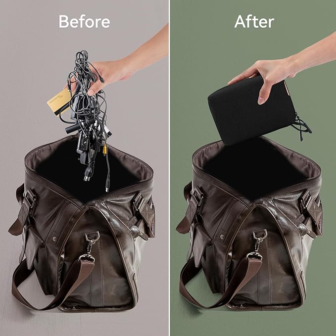 Electronics Organizer Travel Case, Small Tech Bag for Cords, Chargers, Power Bank, Earbuds – Portable Cable Pouch for Office, Business Trip, Commute – Water & Scratch-Resistant (7.28"x5.12"x2.17")