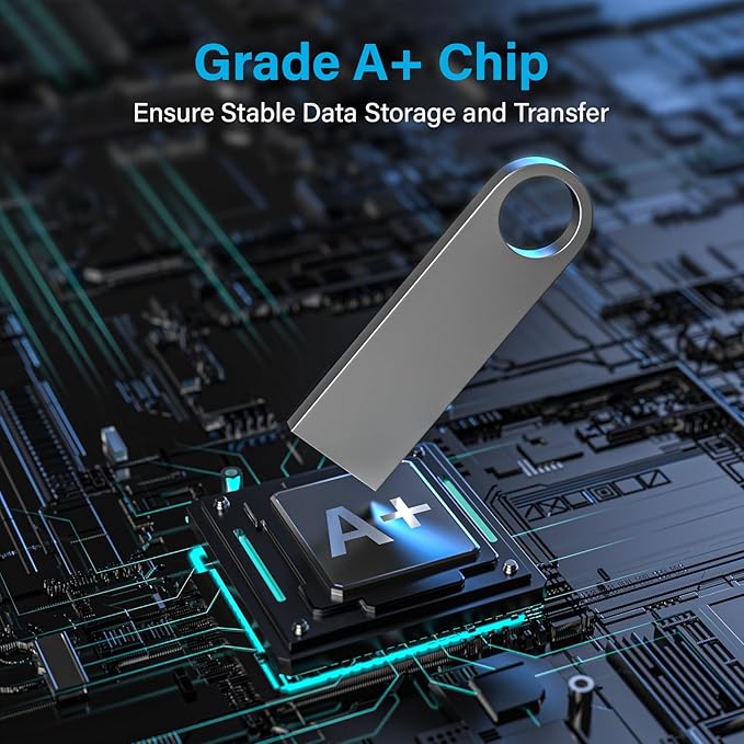 ABLAZE 16GB Flash Drive 2 Pack, Metal USB 2.0 Thumb Drives with Keychains USB Stick Pendrive (Sliver)