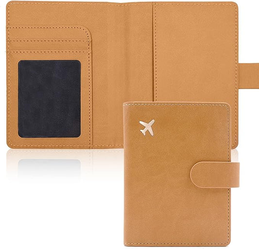 Deziliao Passport Wallet, Brown, Unisex, Faux Leather, Lightweight, Waterproof, RFID Blocking, Slim, 20W