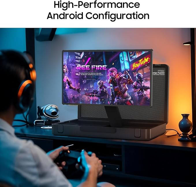 apolosign packgo 27-Inch Portable Entertainment System, Compact Suitcase Design Smart TV, Android OS, Bluetooth 3D Speakers, Built-in Battery 6H, Briefcase Screen Perfect for Travel & Parties (Gray)