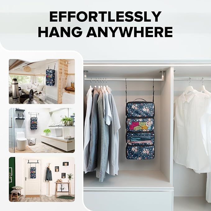 Suitcase Organizer, Travel Luggage Organizer Hanging Shelves Packing Cube Closet/Collapsible Portable Travel Organizer for Carry-on