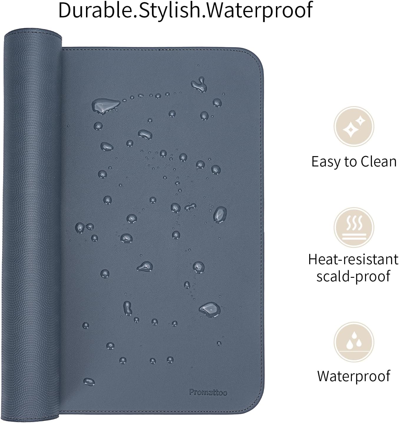 Oversized Non-Slip Desk Pad Protector – Grips Desk Firmly, Anti-Slip Like You've Never Seen! Vegan Leather Waterproof Laptop Mat for Keyboard & Mouse – Large Office Pad– Dusk Navy