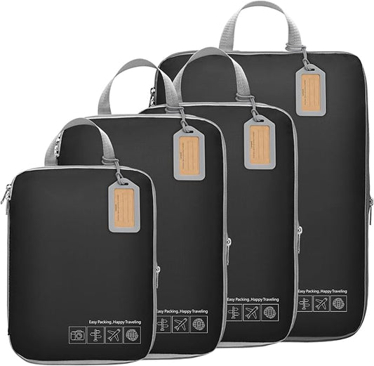 Cambond Compression Packing Cubes for Travel Women - Travel Bags Luggage Organizers Travel Essentials Compression Cubes for Travel Carry on Suitcases Organizer