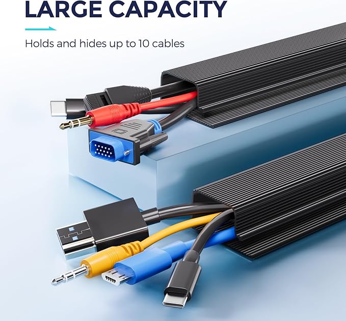 Delamu 2 Pack Safe & Tidy Cable Management Solution - Protect Kids & Pets with Home & Office Cable Management Under Desk,Cable Organizer, Cable Management Kit,Cord Organizer for Desk, 15.7inX2