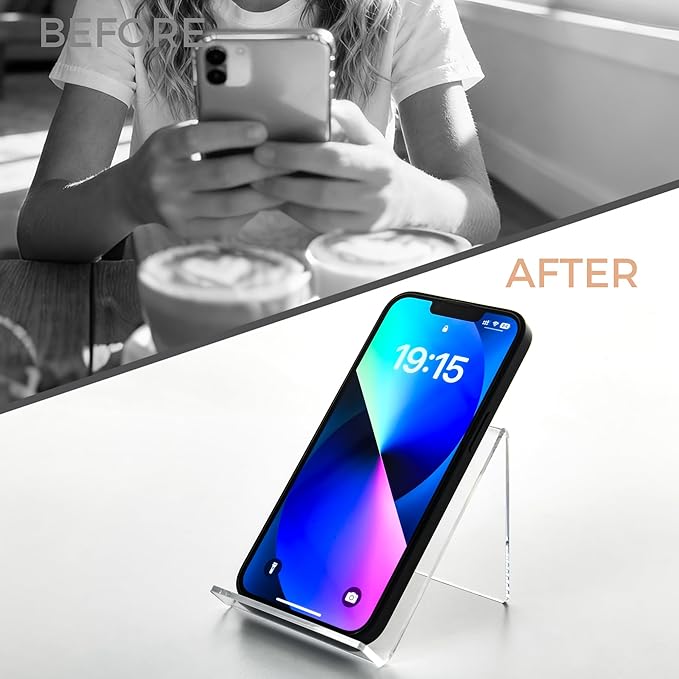 Acrylic Cell Phone Stand, Portable Clear Phone Stand for Desk, Compatible with iPhone 17 16 15 14 13 Pro Max Mini 12 11 Plus SE, Switch, Android Smartphone, Pad, Tablet, Desk Accessories