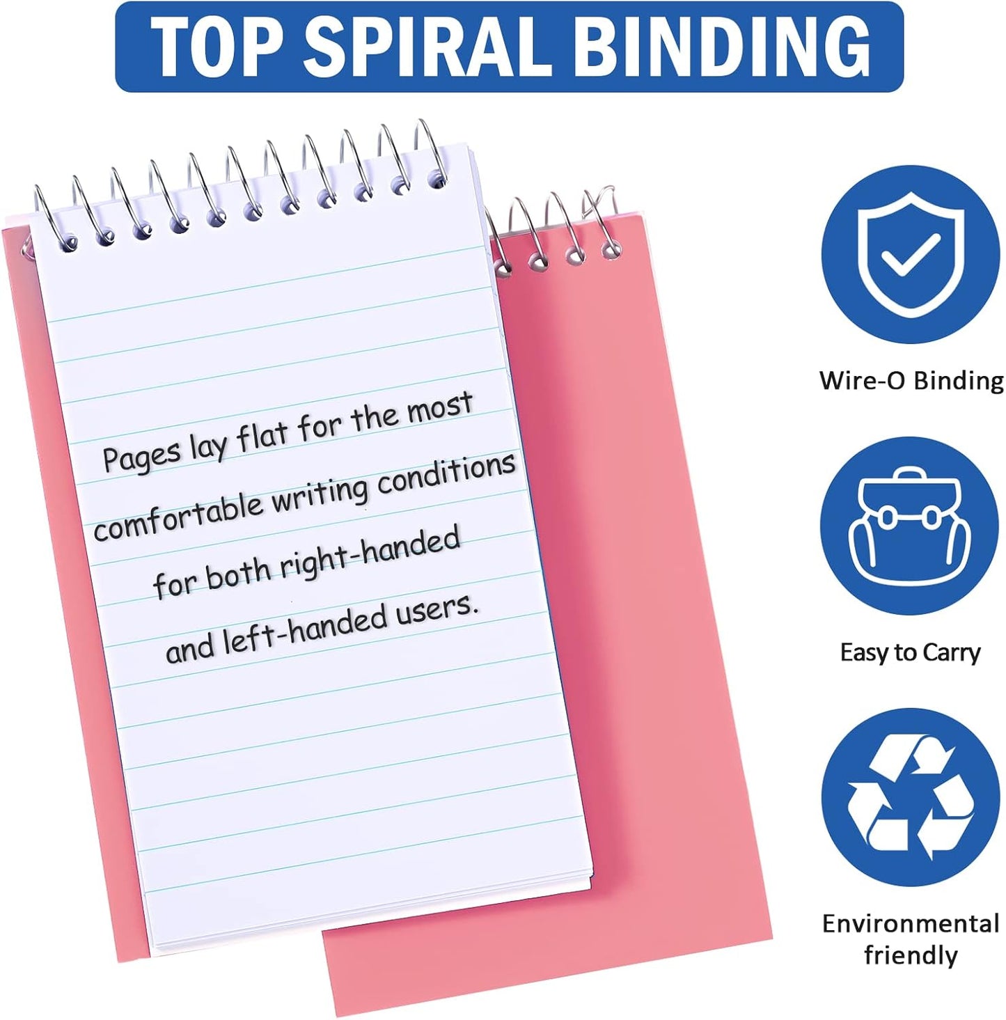 100 Pieces Spiral Memo Pads Bulk 3 x 5 Inch Small Note Pads Top Bound Lined College Ruled Paper Mini Notepad Pocket Spiral Notebooks for School Office Home Supplies, 75 Sheets (Fresh Colors)