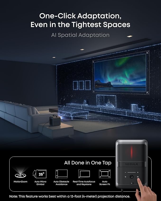 NEBULA X1 Triple Laser 4K Projector, Nebulamaster, 3500 ANSI Lumens, 56000:1 Contrast, 40W Stereo Sound, 0.9-1.5 Optical Zoom, Smart AI, Dolby Vision, 300" Screen, Built-In Micro Gimbal, GTV, Portable
