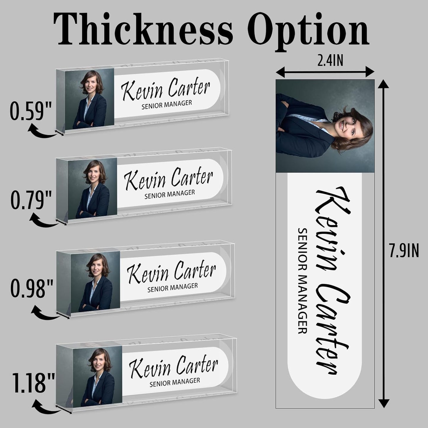 Name Plate for Desk Personalized, Acrylic Desk Decorations, Employee Appreciation Gifts, Custom Office Gifts for Coworkers, Boss, Teacher, Nurse (Photo Style)