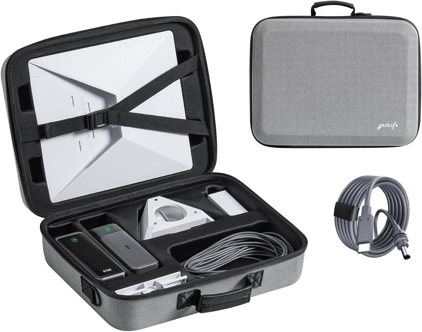 Starlink Mini Case, Hard Travel Carrying Case Rain Proof for Starlink Mini, Compatible with 6.5 x 2.36 x 2.36 in Power Banks (Anker 737/A1340), Compact Size Holds More Accessories