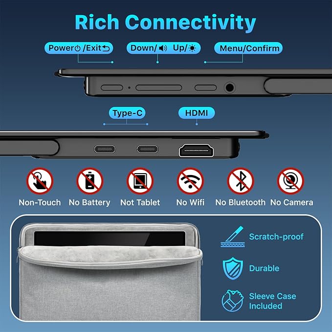 Portable Monitor 14" 4K 3840X2400 100000:1 100% DCI-P3 60Hz OLED HDMI USB-C Travel Monitor for Laptop MacBook PC Surface PS5 Xbox, External Display with Kickstand & Speakers, VESA Compatible