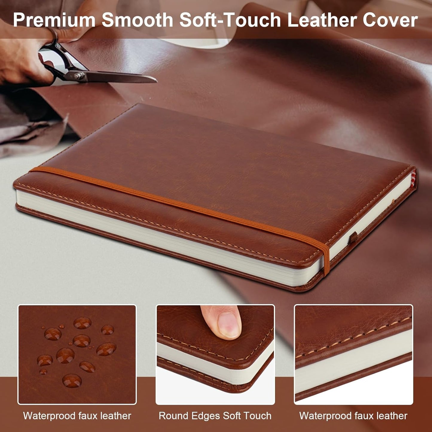 ZCZN 6 Pack Lined Journal Notebooks, 192 Pages A5 Hardcover Leather Journals for Work,Writing,School & Travel, College Ruled Journaling Notebooks for Notes Taking,Diary Journal (Black+Brown+Blue)*2