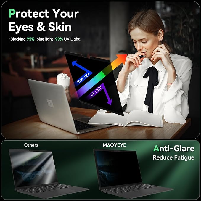 Magnetic 15 Inch Surface Laptop 5 Privacy Screen for Microsoft Surface Laptop 5/4/3/2/1, Removable Anti-Spy Filter Black Security Film, Anti Blue Light Filter Reusable Shield, Matte Bubble Free Guard