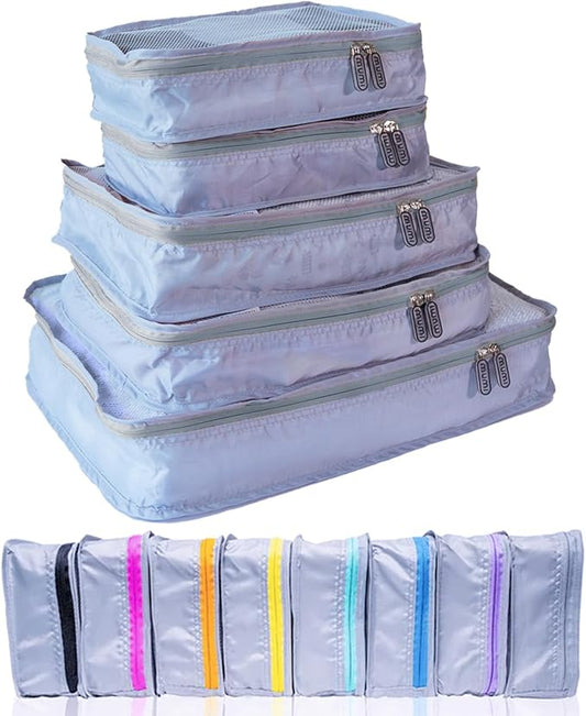 MUMI Packing Cubes – 5-Piece Compression Packing Cubes for Travel, Luggage Organizers for Suitcases, Carry-On Bags, Backpacks, and Duffel Bags – Space-Saving Travel Essentials - Gray