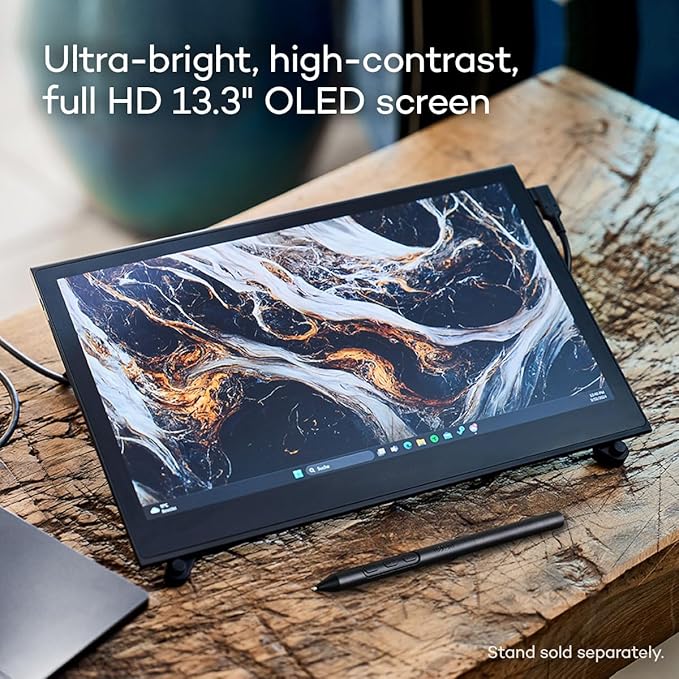 Wacom Movink Drawing Tablet with Screen, 13.3" OLED Touchscreen Portable Graphic Art Tablet w/Pro Pen 3, 10-bit Color Display for Mac, PC, Chromebook & Android