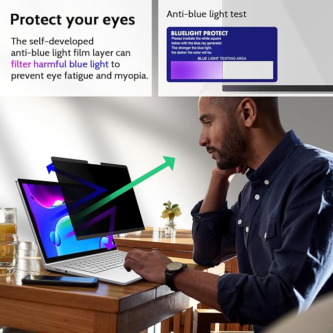Magnetic Privacy Screen for Surface Laptop 6/5/4/3/2/1 13.5 Inch, Removable Anti Blue Light Glare Filter, Black Security Private Apy Block Protector