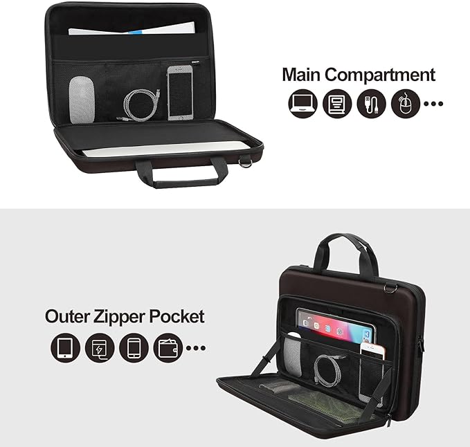 MOSISO Hard Shell Laptop Case for Men Women,15-15.6 inch Computer Bag Compatible with MacBook, HP, Dell, Lenovo, Asus, Notebook,16 inch Laptop Bag with Front Pocket & Shoulder Strap, Chestnut Brown