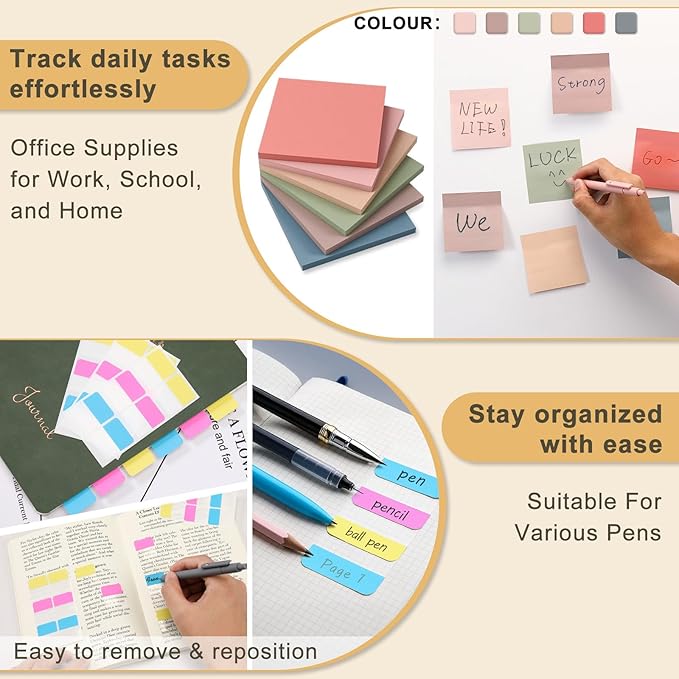 Stationery Set for Women, Journaling Kit, 3PCS A5 Spiral Notebooks, Gel Pens, Steel Bookmark, Sticky Notes & Tabs, Gift Box - Aesthetic Gift Set for Work Students School Office Supplies